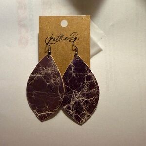 Purple Leaf Earrings by Lottie B